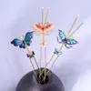 Pente de Cabelo Borboleta Estilo Antigo Dinastia Han Azul Queimado Tremor da Primavera Novo Acessório de Cabelo Feito à Mão Dinastia Ming Estilo Tang Adereço de Cabeça para Traje Antigo