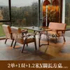 Conjunto de mesa e cadeiras casuais, uma mesa e duas cadeiras, conjunto de três peças, cadeira de sofá individual para varanda pequena, pousada hotel, estilo retrô