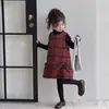 Vestido de Año Nuevo para Niña Tongsen Tongma Conjunto de Invierno 2026 Nuevo Vestido de Princesa de Lana a Cuadros Rojos para Niños