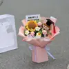 Buquê de Chapéu de Doutor Girassol de Lã Tricotado à Mão, Produto Acabado para a Temporada de Formatura, Presente de 18º Aniversário para Colegas de Classe e Amigos