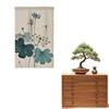 Nueva Cortina de Puerta de Tela de Lino Estilo Antiguo Pintura China para Hogar Vestidor Dormitorio Baño Cortina Divisoria Media Cortina Venta al por Mayor
