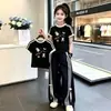 Conjunto de Ropa de Verano para Niñas Nuevo Ropa Infantil Ropa Deportiva para Niños Pantalones de Pierna Ancha Único Hermoso Versátil Conjunto de Dos Piezas de Manga Corta para Niños Mayores