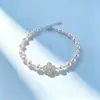 Pulsera de Trébol de Cuatro Hojas Rosa Morado Manta Perla Swarovski, Pulsera de Circonita Arcoíris de Lujo Ligero de Gama Alta, Venta al por mayor de Joyería de Nicho