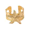 1 pulsera retro de dama de diseño creativo de metal único de estrella de mar hueca estilo vacaciones de playa