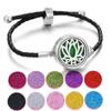 Pulseira de Óleo Essencial de Aromaterapia de Venda Quente Transfronteiriça Liga Difusor de Perfume Pulseira Corda Pulseira de Couro Preto para Homens e Mulheres