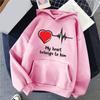 2025 Europeo y Americano Comercio Exterior Nuevo Día de San Valentín Inglés Corazón Colorido Estampado Sencillo Sudadera de Cuello Redondo para Hombre y Mujer Europeo y Americano