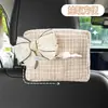 Caja de pañuelos para coche personalizada por el fabricante, tipo colgante, diseño de lazo lindo, caja de pañuelos multifuncional para coche