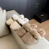 Chinelos de algodão da moda para emagrecer com salto alto, salto grosso, bico fechado, forro de pelúcia, adequados para uso externo, estilo feminino, outono e inverno de 2026, bege
