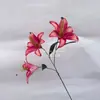 Flores de Lírio Artificiais com Borda Dourada para Decoração de Casa, Arranjo de Cena com Flores Artificiais, Engenharia, Hotel, Decorações de Casamento, Flores Artificiais