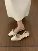 Sandalias cerradas de tacón bajo estilo francés Chuyuji para mujer, calzado de verano para exteriores, nuevo modelo 2026, zapatos de mujer con retazos de lazo suave