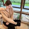 Cárdigan de Punto con Capucha de Estilo de Alta Gama para Mujer con Cuello Grande de Piel, Top de Talla Petite, Nuevo Suéter de Manga Larga para Otoño e Invierno para Mujer