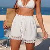 Comercio Exterior Transfronterizo Nuevo Estilo Colgante Pantalones de Playa Casuales Vacaciones Cintura Fruncida Tira con Cordón Color Sólido Pantalones Cortos Exteriores