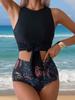2025 Europa y Estados Unidos comercio exterior transfronterizo Amazon tendencia estampado cuello halter sexy bikini dividido encaje aguas termales
