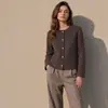 Abrigo Corto de Lana Otoño/Invierno 2026 Estilo Chanel, Cárdigan de Lana Doble Faz para Mujeres Petitas, Abrigo de Lana y Cachemira para Mujer