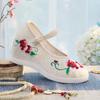 Haitang Primavera/Verão Novo Estilo Sapatos Femininos de Tecido Old Beijing com Bico Redondo e Salto Escondido, Combinando Sapatos Chineses Bordados com Salto Plataforma Hanfu