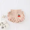 Ropa para Niños 2025 Verano Nuevo Pantalones de Cereza para Niños Shorts con Volantes y Encaje de Bebé de Moda Venta al por Mayor