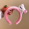 Diadema de Cara de Gato Fresa Rosa Linda de Dibujos Animados Diadema de Lavado Facial Femenina Pinza para el Pelo de Felpa Pinza para el Pelo Diadema Accesorios para el Cabello