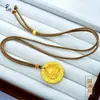Colar com Pingente de Nuvem da Sorte Banhado a Ouro para Mulheres, Mesmo Estilo do Pingente do Deus da Riqueza Amarelo de Lojas de Ouro, com Nuvens Auspiciosas Gravadas, Estilo Chinês