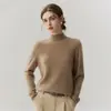 Suéter de cashmere pronto para usar de primeira linha com gola alta discreta, simples, quente para outono e inverno, bom para sobreposição, elegante, macio e aconchegante, versátil, suéter base de tricô
