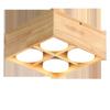 Foco Led de Techo para Sala de Estar Downlight de Montaje Superficial Luz de Caja Estilo Japonés Color Madera Luz de Rejilla Artística de Madera de Cuatro Cabezales