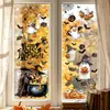 Pegatinas de ventana electrostáticas de bruja fantasma calabaza acuarela transfronterizas decoración de ventana sin adhesivo de murciélago araña de dibujos animados Halloween venta al por mayor