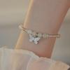 Menghui plato nuevo estilo chino pulsera de mariposa de plata rota y jade para mujer regalo pulsera personalizada versátil regalo para amigas