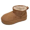 Botas de Nieve Gruesas de Suela Gruesa de Felpa Retro Marrón para Mujer 2026 Nuevo Estilo Invierno Calidez Aumento de Altura Personas Bajas Zapatos de Algodón