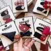 Nuevo Pasador Rojo y Negro de Tela de Otoño Temprano para Niños Coreanos Pinza Lateral para Niña Algodón Apilado Estrella Pinza para Adultos