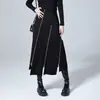 Saia Assimétrica de Primavera e Outono Casual Slim-fit Cintura Alta Feminina Zíper Fenda Nicho Saia Evasê Tendência Saia de Envolver o Quadril