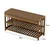 Banco Sapateira 80cm Sapateira de Bambu de 3 Níveis com Almofada