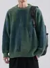 Tejido de Punto de Color Contrastante para Hombre Primavera y Otoño Calle Alta Americana Suave Cera Casual Tejido de Punto Talla Grande Punto Holgado Sudadera Chaqueta