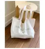 Bolsa de Lona de Grande Capacidade para o Verão Bolsa Tote Fofa Bordada com Letras de Pudim Nova Bolsa Tote de Grande Capacidade para Mulheres