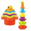 Vasos Apilables de Colores Transfronterizos para Niños, Reconocimiento de Colores, Barco Apilable, Juguete Educativo Acuático para Bebés, para Usar Manos y Mente