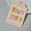 Puntas de Uñas Florales Talladas Hielo Transparente Estilo Ins de Gama Alta con Flor de Perla 3D Degradada Hecha a Mano Fábrica de Uñas Postizas