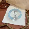 Pulseira de calcedônia azul com design de olho de boi, pulseira delicada de cristal bolha para meninas, um presente de luxo para namorada ou melhor amiga