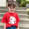Camiseta de Manga Corta de Algodón Puro para Niñas, Nuevo Estilo Verano 2026, Top de Dibujos Animados Moderno y Versátil para Niños Mayores