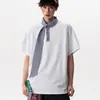 Polo Manga Curta Patchwork Gola Americana Masculino Feminino Verão Tendência Nicho Senso de Design Color Blocking Casal Gola Meia Manga Camiseta