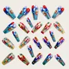Unhas Coloridas Wearable de Pedras Preciosas Luxuosas Unhas Longas Estilo Ballet Quente Transfronteiriça Menina Colorida Cristais de Gelo 24 Peças Unhas Wearable Atacado