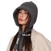 Gorro Pasamontañas estilo coreano Sombrero de lana a la moda Sombrero de punto cálido para otoño e invierno Sombrero con correa para combinar con todo Protección para las orejas