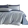 Juego de Cuatro Piezas de Satén 100% Algodón de Fibra Larga Clase A Lujo Ligero Color Sólido Bicolor Estilo Hotel Sábana Funda Nórdica Ropa de Cama 4