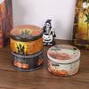 Caja de dulces con temática de Halloween, caja redonda de galletas de caramelo, regalo para niños, caja de embalaje de calabaza con castillo para el día de Halloween