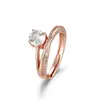 Novo Produto Seiko Cravejado com Zircônia Diamante Brilhante Anel Aberto Feminino Luxo Leve Francês Alto Padrão Anel de Casamento Simulador de Um Quilate
