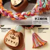 Pingente de bolsa criativo feito à mão, pingente de bolsa personalizado fofo de gato, colorido, corda, tecido à mão, com franjas, pingente de carro