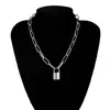 Tendencia transfronteriza de joyería europea y americana hip-hop punk colgante de candado cadena para la clavícula cadena de cuello geométrica de temperamento simple cadena para el cuello