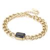 Pulseira feminina de nicho de vidro de cristal com roda de cartas, nova corrente cubana de aço titânio, metal vintage banhado a ouro 18K, banho a vácuo
