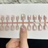 Uñas Postizas de Larga Duración Color Rosa Nude con Brillo Fino Estilo Cat-Eye Transfronterizas, Pegatinas para Uñas de Color Sólido, Uñas Postizas, Piezas de Uñas Sencillas y Versátiles para Uso Diario