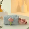 Bolsa de almacenamiento de cosméticos personalizada, bolsa de maquillaje portátil de pana para viaje, bolsa de almacenamiento de artículos de tocador de gran capacidad con compartimentos para viaje de negocios