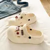 Dopamina Criativa Hello Kitty Estudante Versátil Tamanco de Eva Moda Verão Sandálias com Salto Aumentador Sola Creme para Mulheres