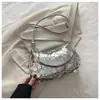 Bolso Cuadrado Pequeño de Cadena de Lentejuelas Plateadas Personalizado de Moda 2026 Versátil de Nicho de Gama Alta Bolso de Hombro