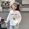 Camiseta Básica Estilosa de Desenho Animado para Outono e Primavera para Crianças Maiores e Bebês, 100% Algodão, Camiseta de Manga Longa da Moda para Meninas